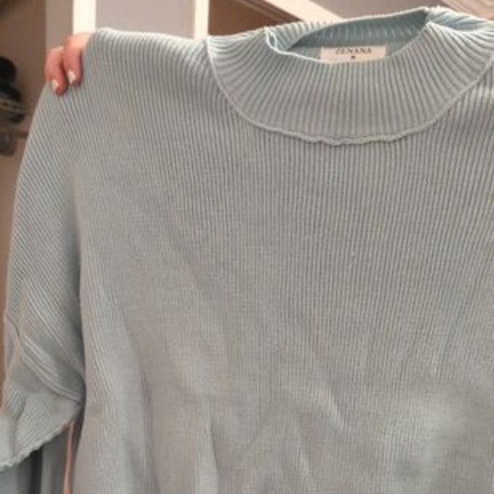 Zenana Women's Medium Light Blue/Mint Sweater